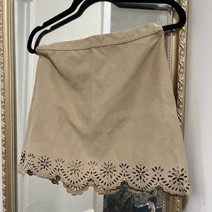 Adorable suede miniskirt with laser cut hemline from American Eagle.
